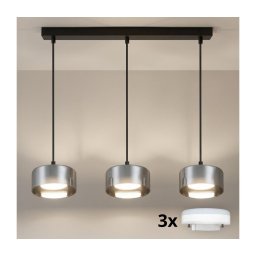 Brilagi - LED Lustră suspendată pe cablu AURA LUX 3xGX53/30W/230V negru/fumuriu