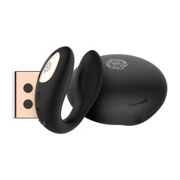 Rosy Gold C-Shape Vibrator with Luxury Charging Case Black