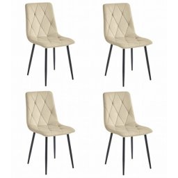 Set 4 scaune bucatarie/living, Artool, Libra, catifea bej, picioare metal negru, 44x40x88.5 cm