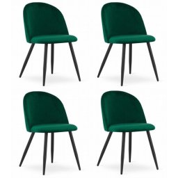 Set 4 scaune bucatarie/living, Artool, Bello, catifea verde, picioare metal negru, 46x42.5x76.5 cm