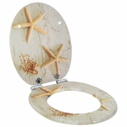 Capacul de toaleta Galben si alb 44 x 38 cm Placa MDF GartenMobel Dekor
