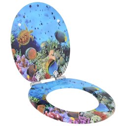 Capacul de toaleta Albastru Adanc de Mare 44 x 38 cm Placa MDF GartenMobel Dekor