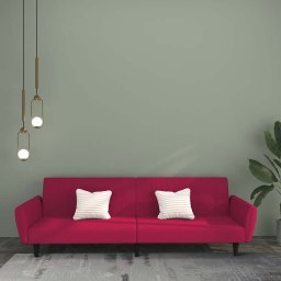Canapea extensibila cu 2 locuri, rosu vin, catifea GartenMobel Dekor