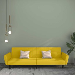 Canapea extensibila cu 2 locuri, galben, catifea GartenMobel Dekor