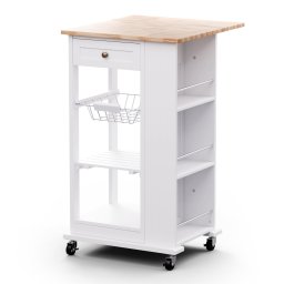 Blumfeldt Etsu, cărucior de servire, blat de lucru extensibil, sertare, uși, rafturi, roți cu frână de parcare, spațiu de depozitare, curățare ușoară (ST6-ETSU-50cm)