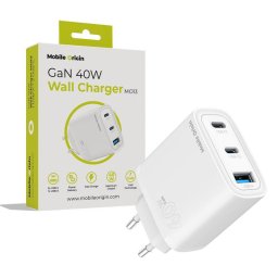 Incarcator de retea 1xUSB-A + 2x USB-C 40W Alb
