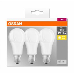 SET 3 becuri LED Osram, soclu E27, putere 13W, forma clasic, lumina alb calda, alimentare 220 - 240 V, 000004058075819412 (timbru verde 1.35 lei)