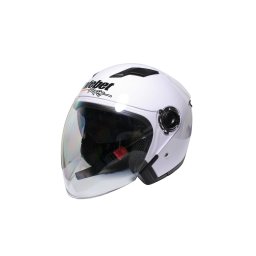 Casca moto semi-integrala cu ochelari pentru adulti, Safebet HF-223, culoare alb, marime L