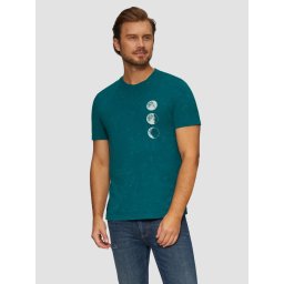 Tricou barbati cu decolteu la baza gatului si imprimeu cu fazele luni, Turcoaz (SELECTATI MARIMEA: M)