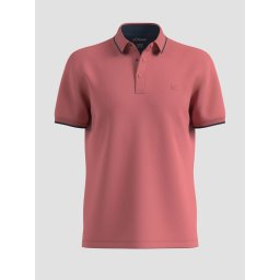 s.Oliver Big Sizes Tricou polo barbati big sizes, din amestec de bumbac cu elastan si detalii contraste, Regular fit, Roz prafuit (SELECTATI MARIMEA: 5XL)