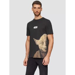 s.Oliver Tricou barbati cu imprimeu text Star Wars, la baza gatului, croiala Regular Fit, Negru (SELECTATI MARIMEA: M)