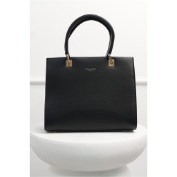 Geanta neagra office patrata din piele ecologica cu maner dublu