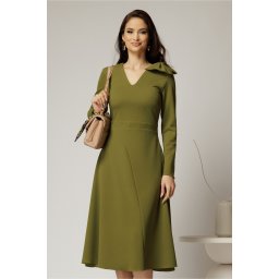 Rochie DY Fashion verde olive midi cu funda pe umar
