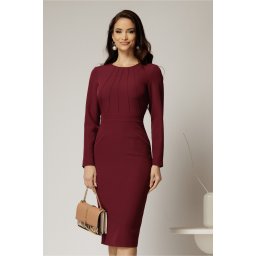 Rochie DY Fashion midi conica magenta office cu nervuri