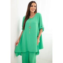 Set of blouse + trousers with pendant light green color