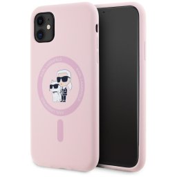 Husa Husa pentru iPhone 11 - Karl Lagerfeld Silicone MagSafe (KLHMN61SCMKCRHP) - Pink Karl&Choupette