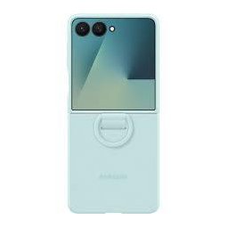 Husa Galaxy Z Flip 7 - Capac protectie spate Silicone Case cu inel, Verde Mint
