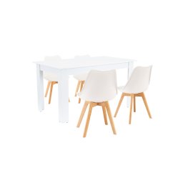 Set de masă Zara 4+1 alb-alb