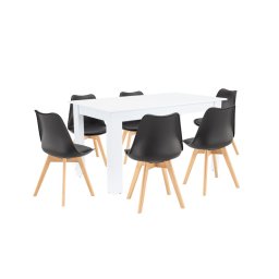 Set de masă Zara 6+1 alb-negru