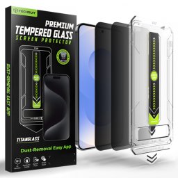 Folie de protectie Ecran Privacy Techsuit TitanGlass CrystalHD pentru Samsung Galaxy S26 S942, Sticla Securizata, Full Glue, Set 2 bucati