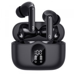 Handsfree Bluetooth Techsuit CW3 WaveBeat 100, TWS, ANC, Negru