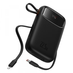 Baterie Externa Baseus Qpow Pro+, 20000mAh, 22.5W, QC + PD, 1 x Lightning - 1 x USB-A - 2 x USB-C, Neagra P10055002113-00