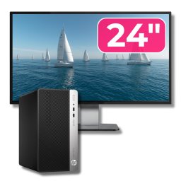 Pachet Calculator Second Hand HP ProDesk 400 G6 MT, Intel Core i5-9500 3.00-4.40GHz, 8GB DDR4, 256GB SSD + Monitor 24" NewTechnology Media