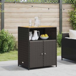 Dulap cu raft Negru 70 x 50 x 87 cm Poliester si Rattan Roly GartenMobel Dekor