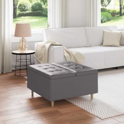 Scaun cu buton cu perna Gri 80 x 80 x 45 cm Piele artificiala GartenMobel Dekor