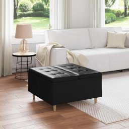 Scaun cu buton cu perna Negru 80 x 80 x 45 cm Piele artificiala GartenMobel Dekor