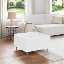 Scaun cu buton cu perna Alb 80 x 80 x 45 cm Piele artificiala GartenMobel Dekor