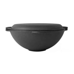 Oala de fonta tip wok, cu capac, 3 in 1, 37x18 cm, Perfect Home