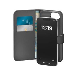 Husa Puro Eco-Leather Case for iPhone 16E W/horiz.flip+2 Card Slot+Banknote Pocket+Cover Black