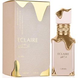 Lattafa Eclaire - Apă de parfum (EDP), 100 ml - Categorie olfactivă: Floral-fruity-gourmand - Note vârf: Caramel, Lapte, Zahăr - Note mijloc: Miere, Flori albe - Note bază: Vanilie, Note gourmand