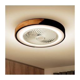 Brilagi-LED plafonieră LED dimabilă cu ventilator, 30W/230V, 3000-6500K, negru/stejar +telecomandă