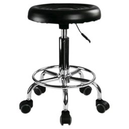 Scaun hidraulic pe roti, Negru, Taburet rotativ, Pentru salon, Cosmetica, Pedichiura, Manichiura, Frizerie, Coafor, Piele ecologica, Cu suport pentru picioare