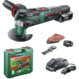 Unealta multifunctionala oscilanta cu acumulator 18V Bosch Advanced Multi 18, livrata cu accesorii, 1 x acumulator 18V PBA 2.5 Ah si valiza transport