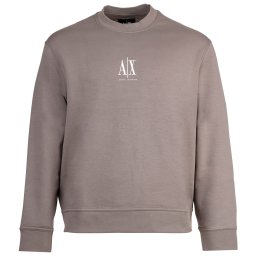 ARMANI EXCHANGE Bluză de molton maro deschis / alb
