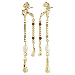 Pilgrim Cercei 'Reggie' auriu / roşu închis / alb perlat