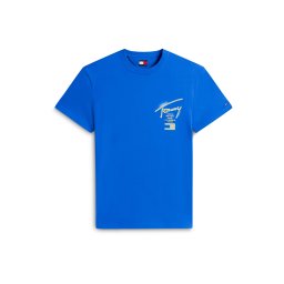 Tommy Jeans Tricou 'CITY' albastru / galben lămâie