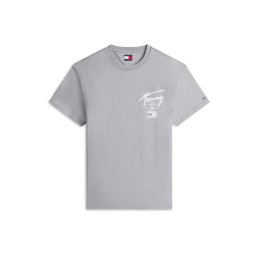 Tommy Jeans Tricou 'CITY' gri / alb
