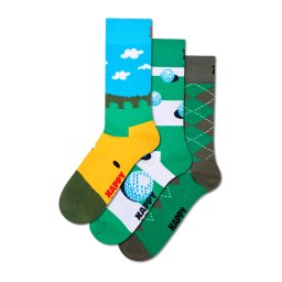 Happy Socks Șosete 'Golf' albastru deschis / gri închis / verde / alb