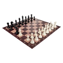 Combo set Club Pro: Tabla sah din PVC Imitatie lemn +Piese de sah din plastic no. 6 Club Pro