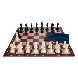 Combo set Club Pro: Tabla sah din PVC Imitatie lemn +Piese de sah din plastic no. 6 Club Pro