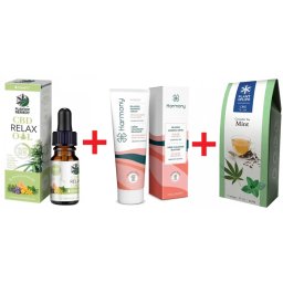 Set relaxare Ulei canabis CBD 25% + CBG 5% Relaxare Plant of Remedy 10ml + Crema Relaxare CBD 180mg Harmony Warmup cu efect incalzire 60ml + Ceai menta Eco Relaxare si Revigorare cu 7% - 8% CBG (fara cofeina) Plant of life