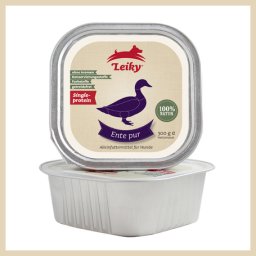 Leiky 100% carne de rață în tăviță pentru câini (6 x 300 g) 1.8 kg