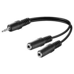 Cablu Audio 3.5mm Stereo Tata - 2 x 3.5mm Stereo Mama, Negru 0.2m Goobay