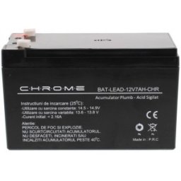 Set 2 x Acumulator Plumb Acid 12V / 7Ah, Terminal F1, Chrome
