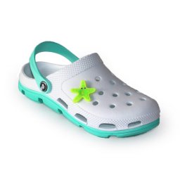 Papuci/saboti, clogs, pentru femei, spuma EVA, alb si turcoaz, marimea 37, Jose Amorales GartenVIP DiyLine