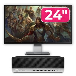 Pachet Calculator Second Hand HP EliteDesk 800 G4 SFF, Intel Core i5-8500 3.00 - 4.10GHz, 8GB DDR4, 256GB SSD + Monitor 24" NewTechnology Media